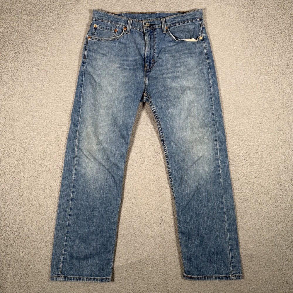 Levis Jeans Mens 34x29 Blue 505 Straight Fit Denim Casual Logo Preppy Pockets